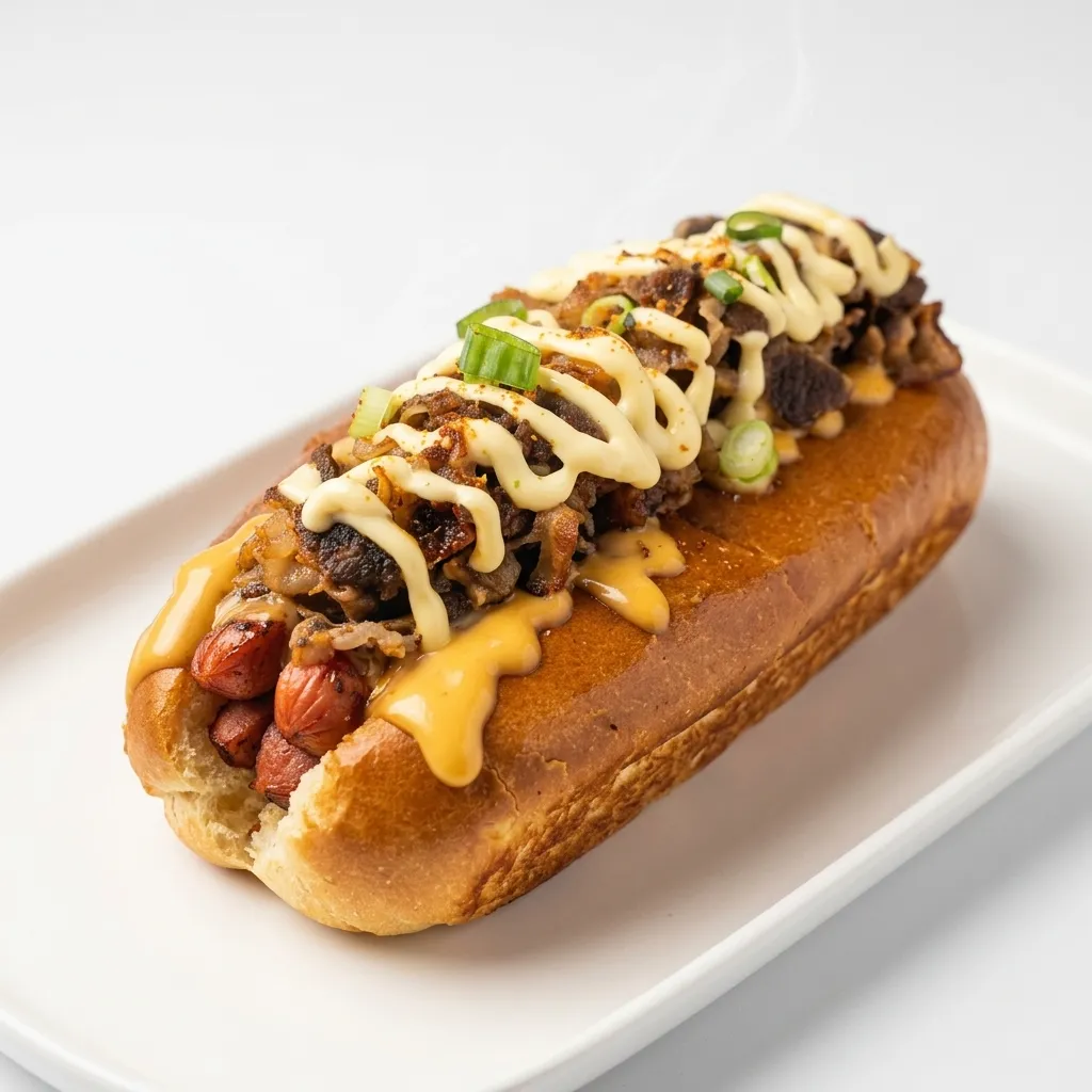 Beef Japadog on a brioche bun at Takoyami Japanese Street Foods Calgary NE